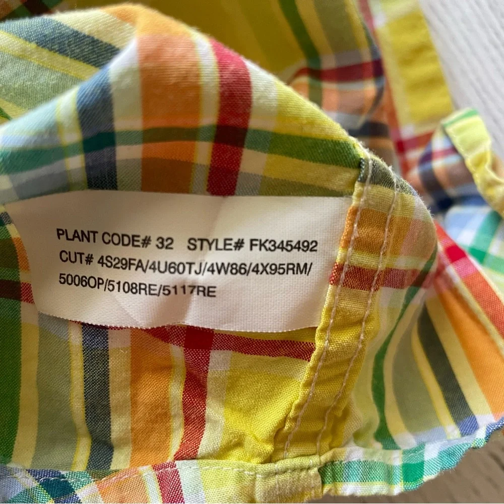 Ralph Lauren Yellow, Red & Green Plaid Short Sleeve Button Down Size 6